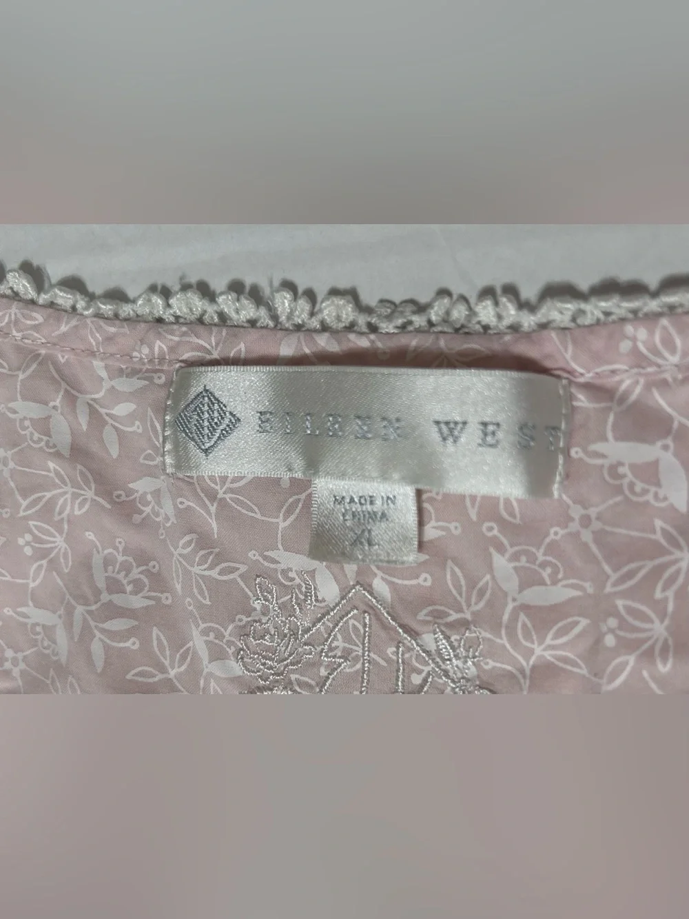 Eileen West Sleeveless Pink Floral , Lace Trim Nightgown XLarge 100% Cotton